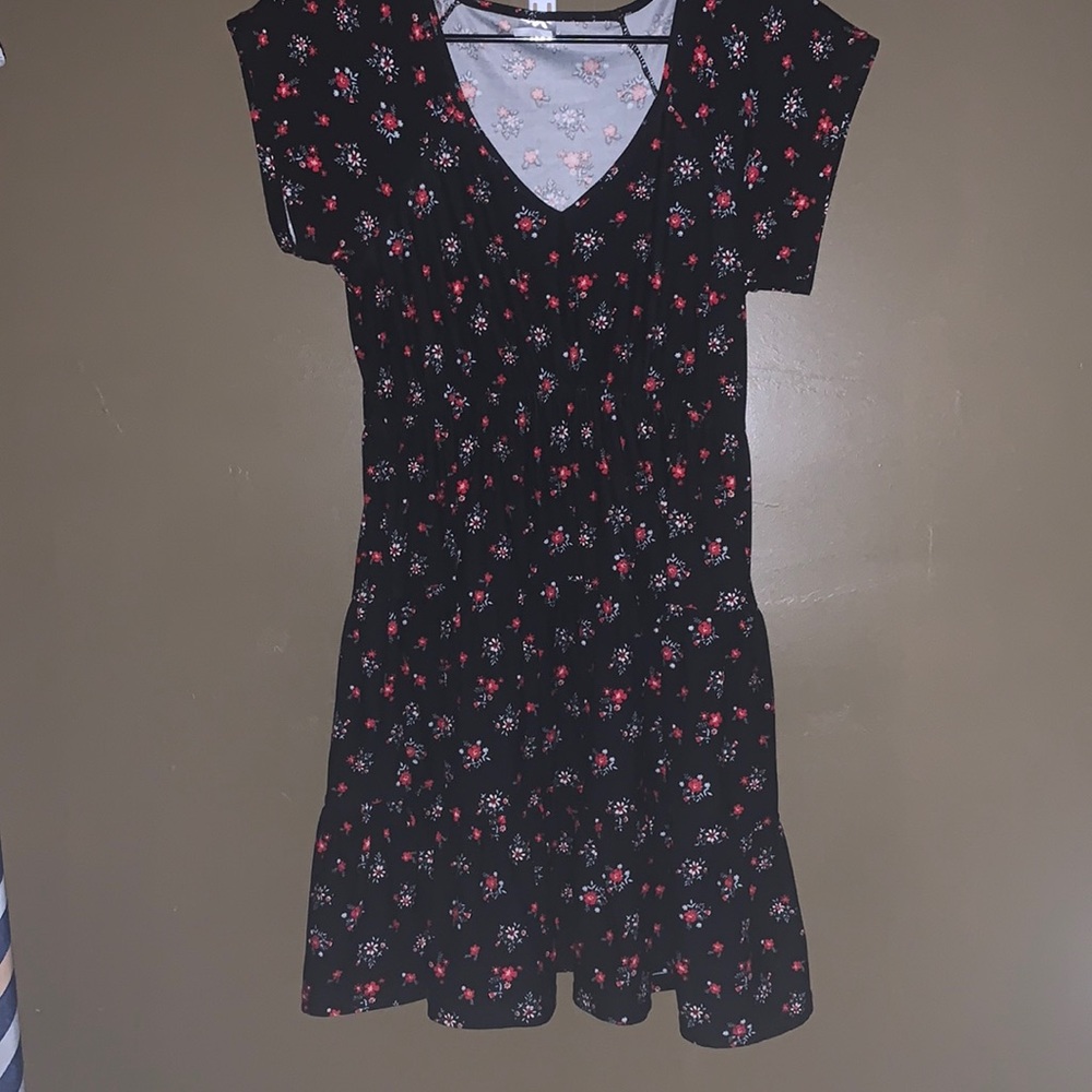 Black dress with red flowers!